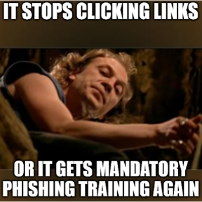It stops clicking links or it gets mandatory phishing training again.
